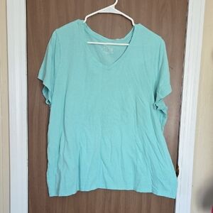 Time and Tru Light Blue V-Neck Short Sleeve Tee